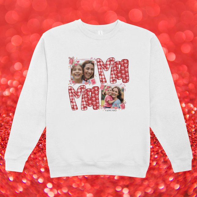 Mother and Child Photo Valentine Red Plaid Hearts T Shirt (Skapare uppladdad)