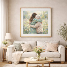 Mother And Daughter Hug Art Print Poster