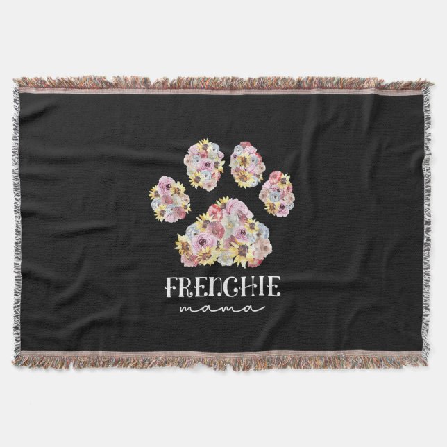 Mother Art Frenchie Mama Floral Paw French Bulldog Filt (Framsidan)