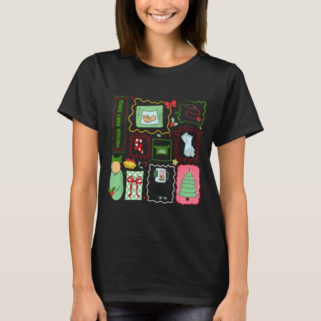 Mother Baby Nurse Christmas Stamp Stpartum Materni T Shirt (Framsida)