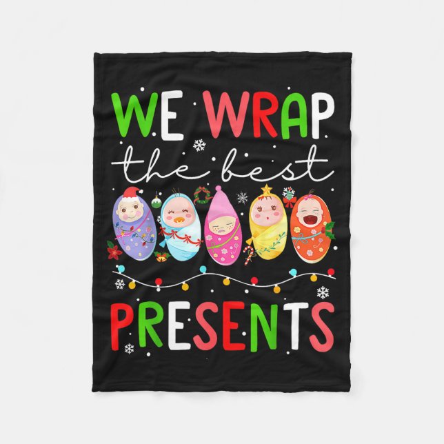 Mother Baby Unit Christmas Labor And Delivery Nurs Fleecefilt (Framsidan)