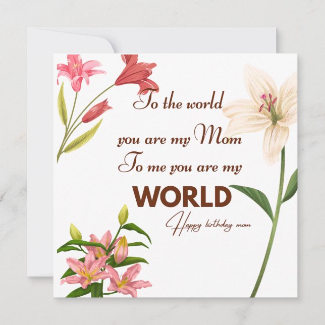  Mother Birthday card with flower Kort (Framsida)