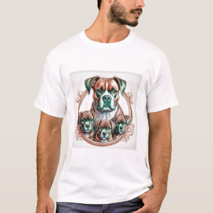 Mother Boxer Och Hennes 3 Valpar T Shirt