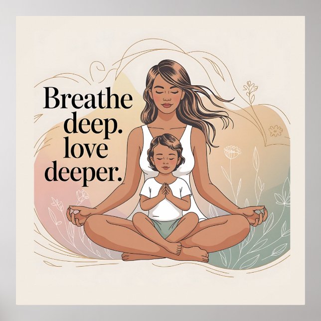 Mother Child Mindfulness Meditation Art Poster (Framsidan)