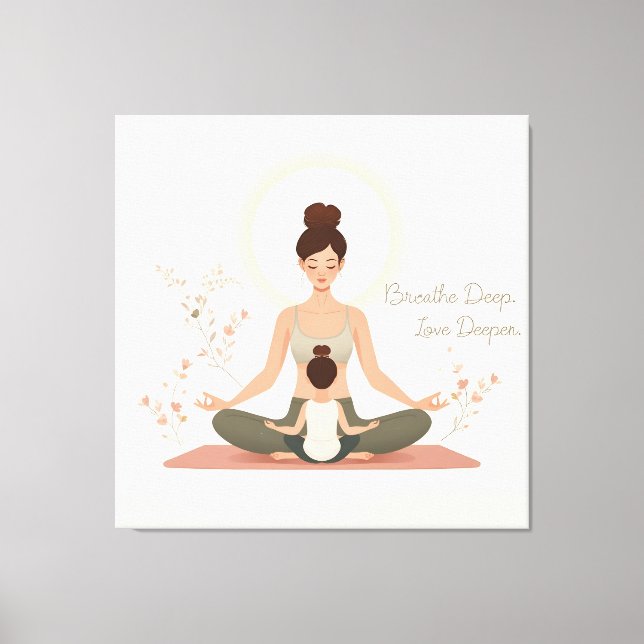 Mother Child Yoga Meditation Art Canvastryck (Framsida)