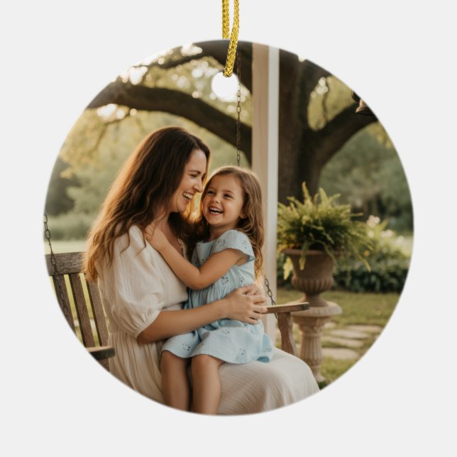 Mother daughter love photo mothers day family gift julgransprydnad keramik (Framsidan)