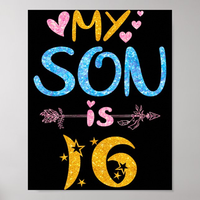 Mother father mom dad happy birthday son is 16 poster (Framsidan)