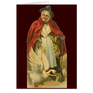 Mother Goose Antik Viktoriansk Saga Bok Hälsningskort