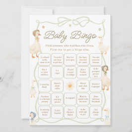 Mother Goose Baby Shower Find the Guest Bingo Game Inbjudningar