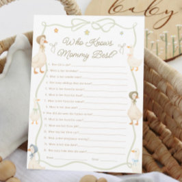 Mother Goose Baby Shower Who Knows the Mommy Best Inbjudningar