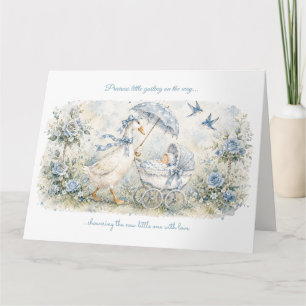 Mother Goose Blå Rosa Standard Baby Shower Kort