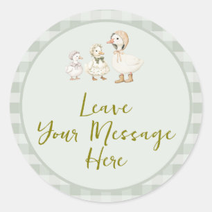 Mother Goose och gosling baby shower Ditt meddelan Runt Klistermärke