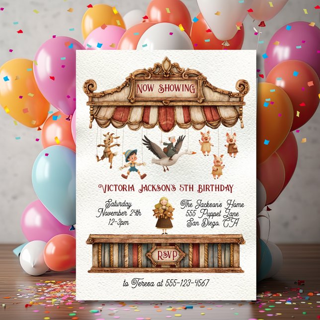 Mother Goose Puppet Show Birthday Party Inbjudningar (Skapare uppladdad)