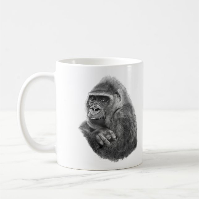 Mother gorilla mugcup 母ゴリラのマグカップ kaffemugg (Vänster)