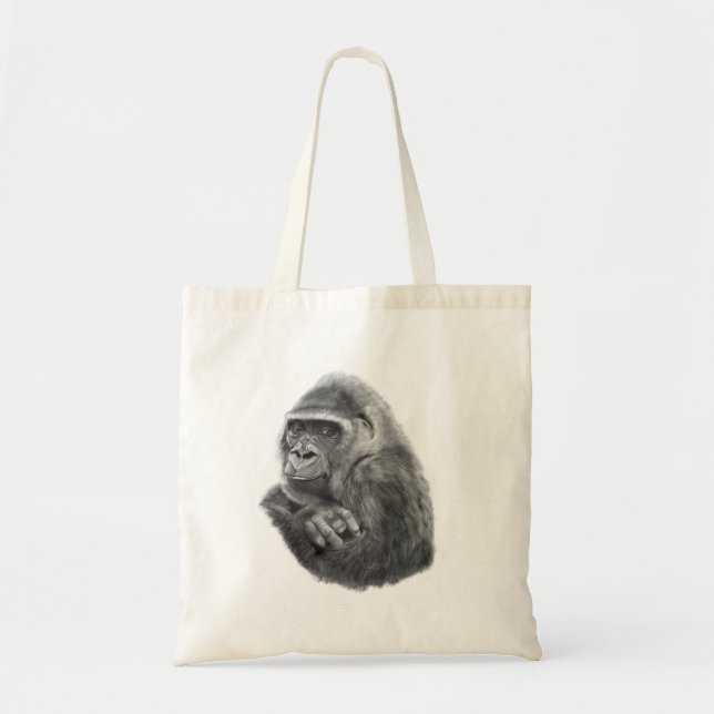 Mother gorilla tote bag 母ゴリラのトートバッグ tygkasse (Framsidan)