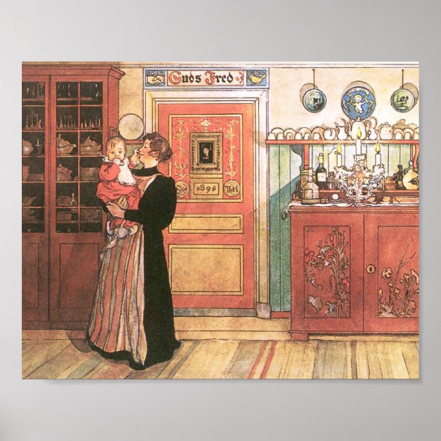 Mother Holding Baby in the Kitchen Poster (Framsidan)