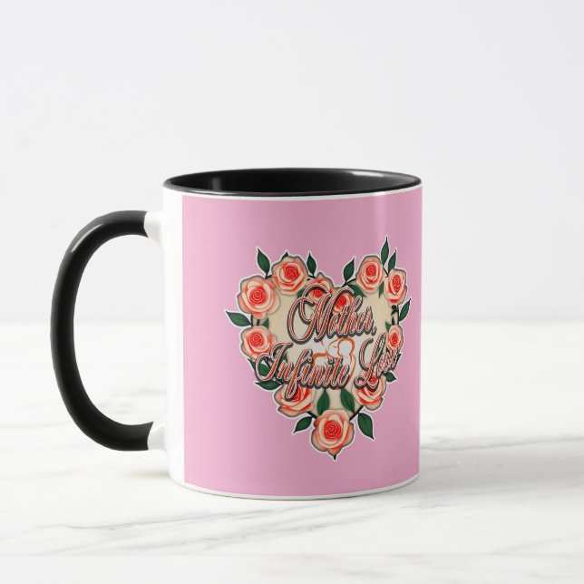 Mother Infinite Love – Floral Typography Mugg (Vänster)