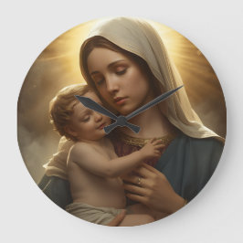 Mother Mary and Baby Jesus Wall Clock Stor Klocka