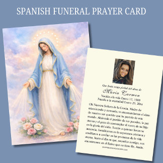 Mother Mary Funeral Prayer Memorare Visitkort