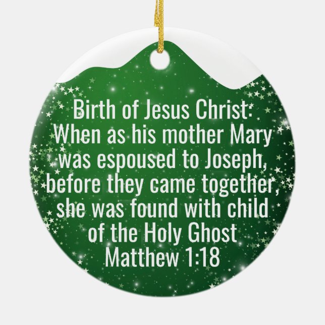 Mother Mary Matthew 1:18 Holy Ghost Passage  ⛪️ 🎄 Julgransprydnad Keramik (Baksidan)