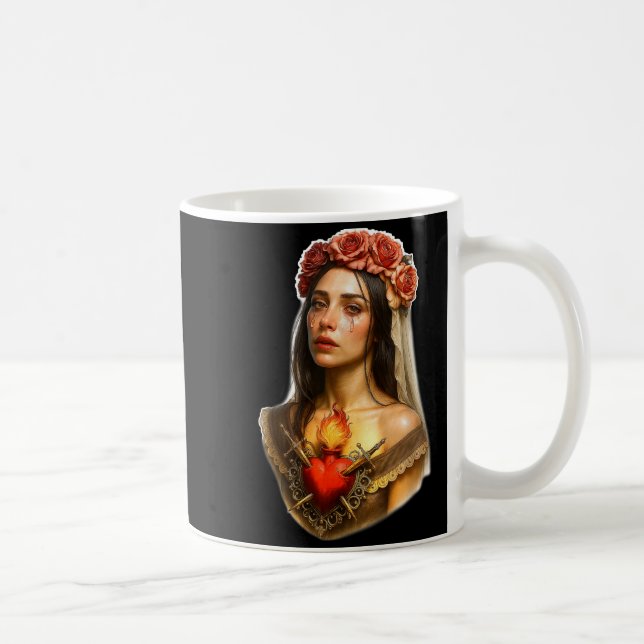 Mother Mary Sacred Heart Cry  Kaffemugg (Höger)