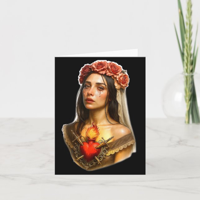 Mother Mary Sacred Heart Cry  Kort (Framsida)