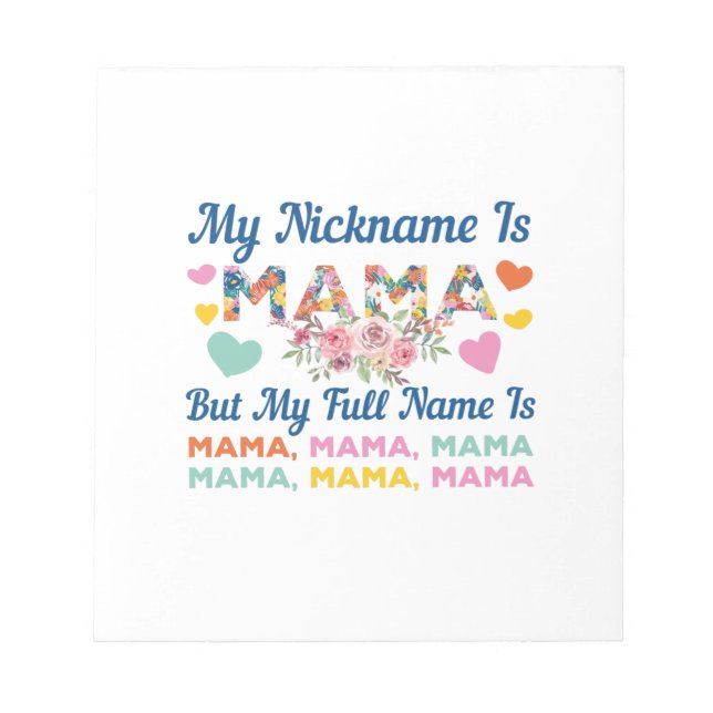 Mother My Nickname Is Mama Birthday Anteckningsblock (Framsida)
