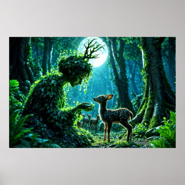  Mother nature's gentle touch on a spotted fawn Poster (Framsidan)