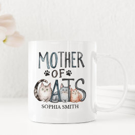 Mother of Cats, Fun Gift for Cat Lovers Kaffemugg