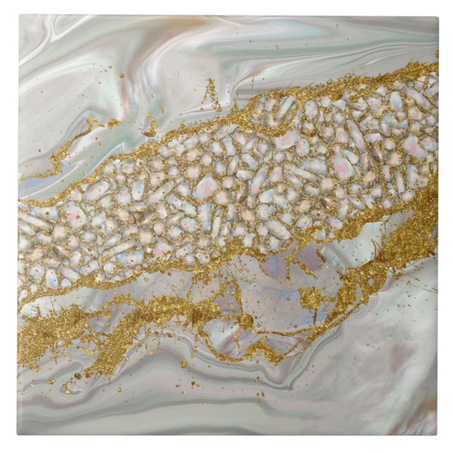 Mother of pearl and gold Abstract Kakelplatta (Framsidan)