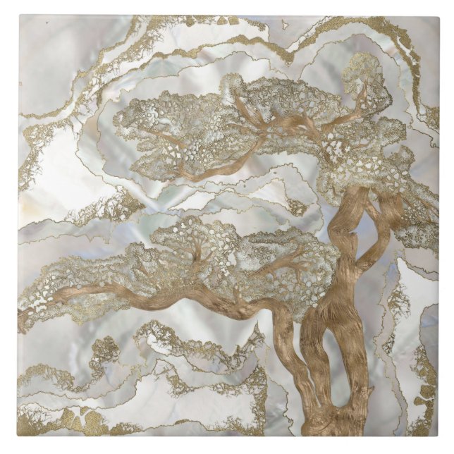 Mother of pearl Golden Tree Kakelplatta (Framsidan)