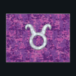 Mother of Pearl Oxen Zodiakeltecken på Digital Cam Vykort<br><div class="desc">En modern urban design med Oxen-tecknet i mother of pearl-stil på en livfull fuchsia rosa digital kamouflageprintbakgrund. En fantastisk idé till en personlig gåva. 

Använd länken "Fråga denna designer" för att kontakta oss med dina speciella designförfrågningar eller för hjälp med dina anpassningsbehov.</div>