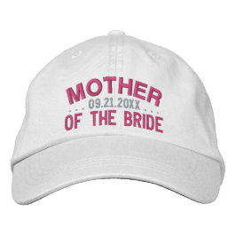 Mother of the Bride Fun Saying Pink on White Broderad Keps