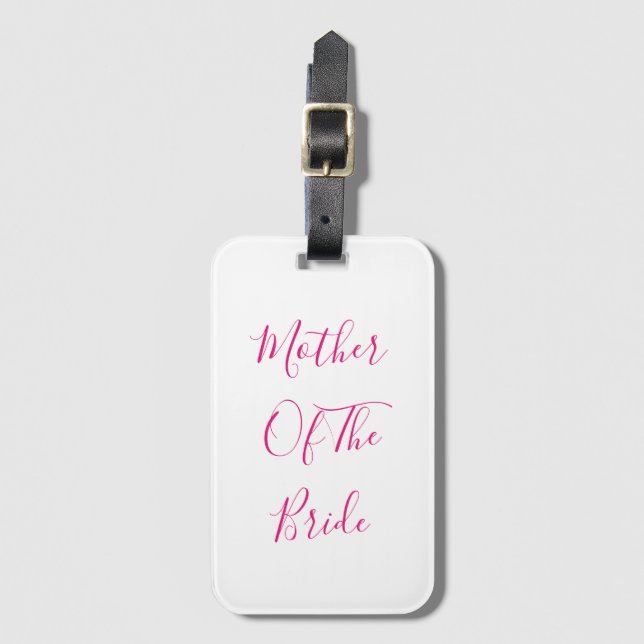 Mother Of The Bride Gift Wedding Favor Pink White Bagagebricka (Framsida vertikal)