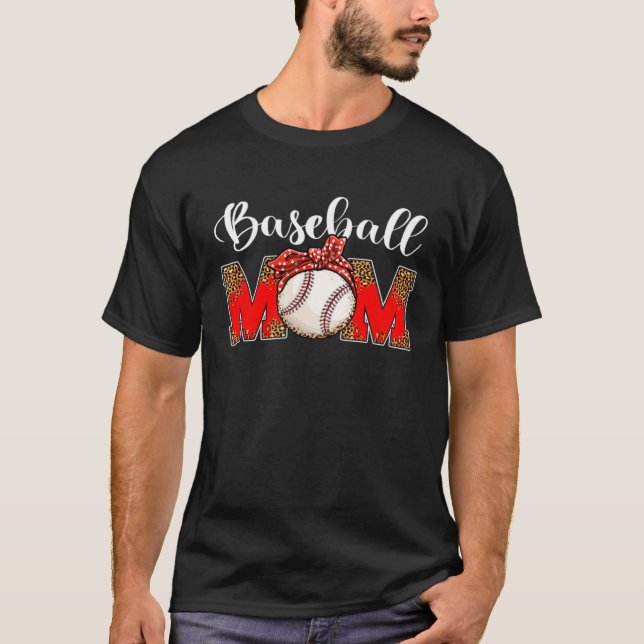 Mother s Day Baseball Mom Leopard Game Day Mom Lif T Shirt (Framsida)