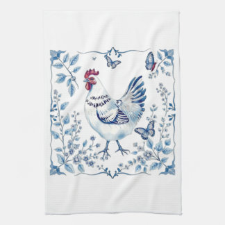 Mother’s Day Blue Porcelain Farmhouse Chicken Kökshandduk