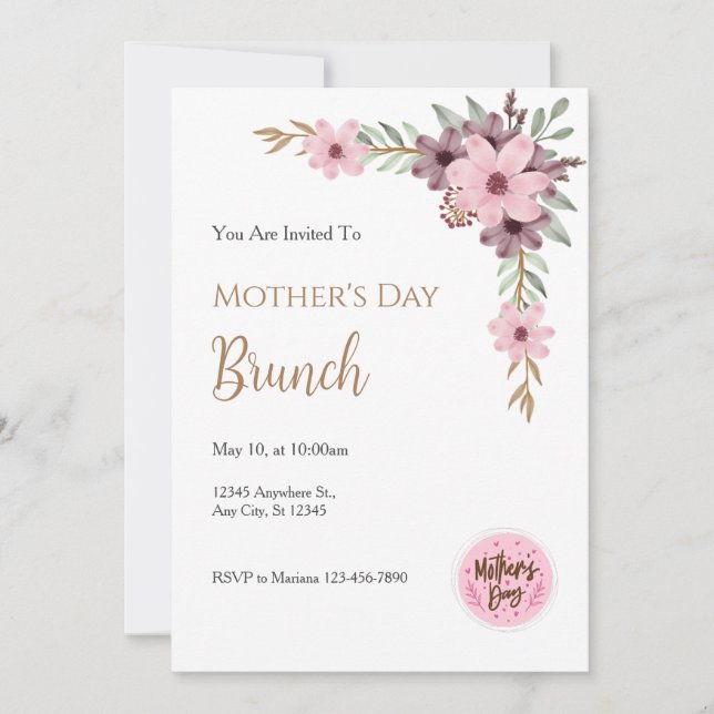 Mother´s Day Brunch Invitation Inbjudningar (Framsida)