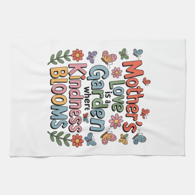 Mother’s Love Is A Garden Where Kindness Blooms Kökshandduk (Horisontell)