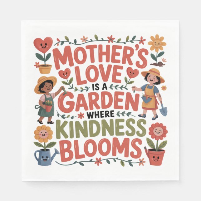 Mother’s Love Is A Garden Where Kindness Blooms Pappersservett (Framsidan)