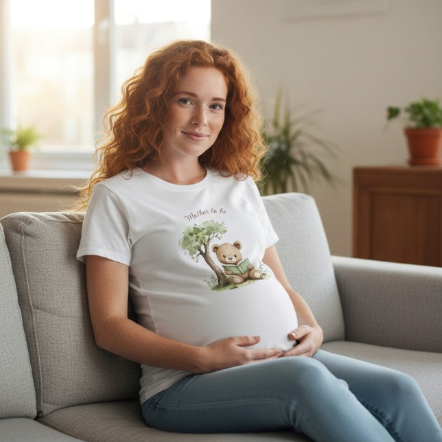 Mother to Be Teddy Bear Reading Under Tree Waterco T Shirt (Skapare uppladdad)