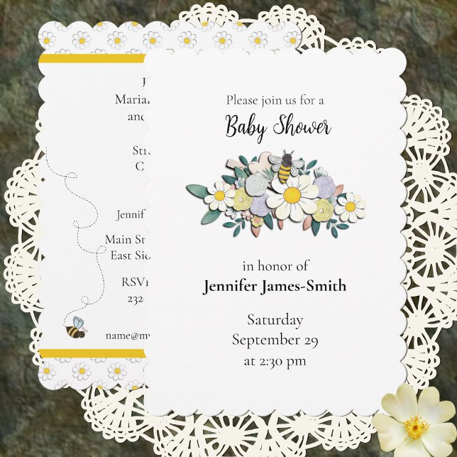 Mother-to-Bee Baby Shower Invitation White Inbjudningar (Skapare uppladdad)