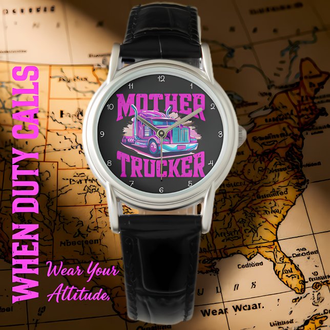 Mother Trucker: Purple Pink Attitude Armbandsur (Skapare uppladdad)