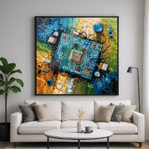 Motherboard - Abstrakt Computer Tech Art Poster