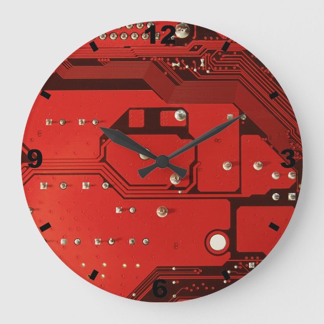MOTHERBOARD RED Large Round Clock Stor Klocka (Framsida)