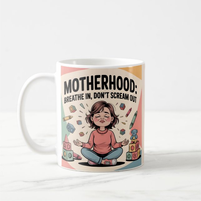Motherhood Breathe In Calm Art Kaffemugg (Vänster)