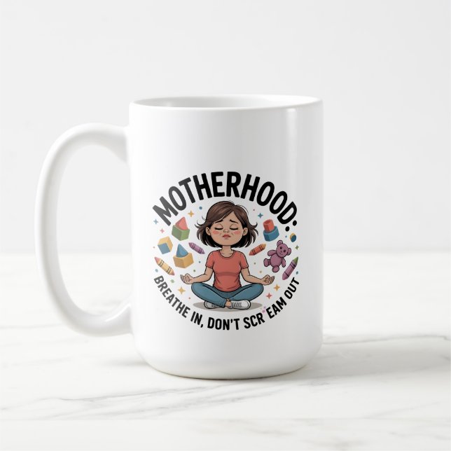 Motherhood Breathe In Calm Illustration Kaffemugg (Vänster)