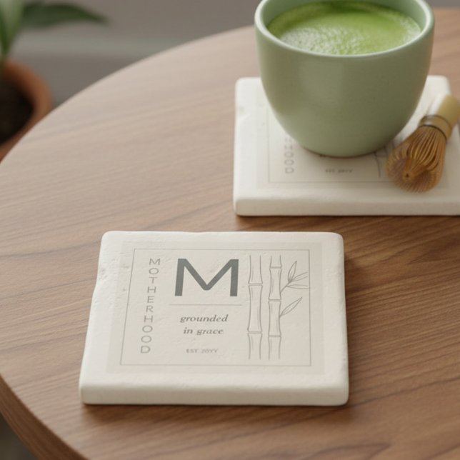 Motherhood Grounded in Grace Botanical Mom Stenunderlägg (Coaster to celebrate motherhood - perfect for new mom, mother's day gift ..)