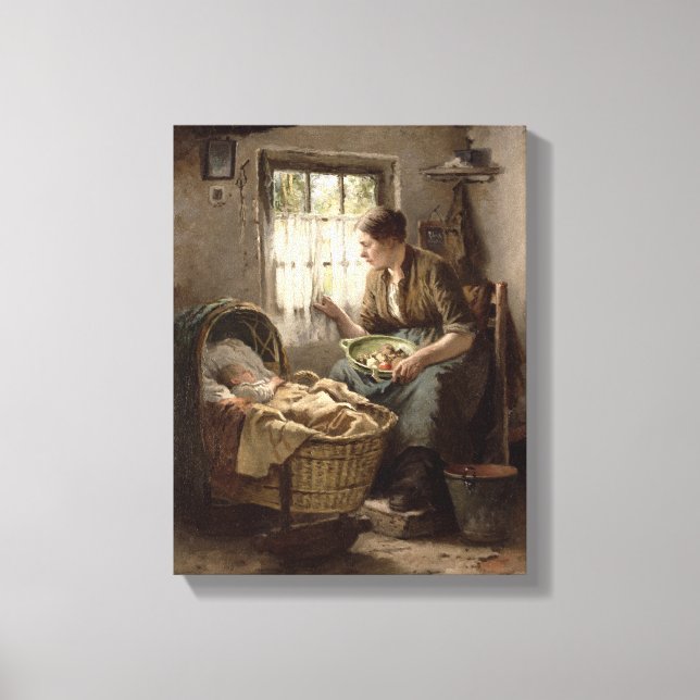 Motherly Affection (olja på canvas) Canvastryck (Framsida)