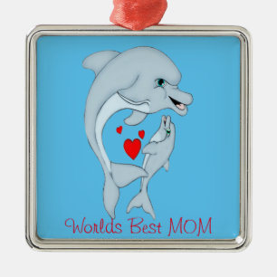 Motherly Dolphin Kärlek Julgransprydnad Metall