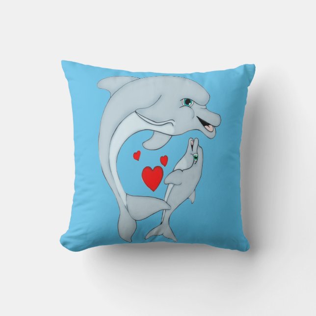 Motherly Dolphin Kärlek Square Pillow Kudde (Framsida)